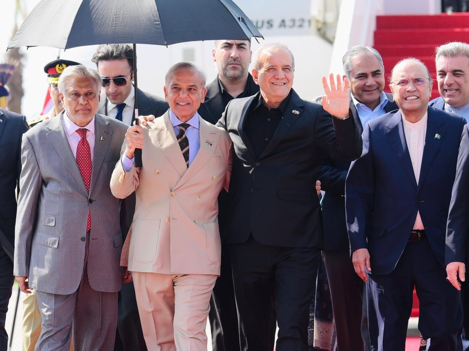 Iranian President Pezeshkian arrives in Pakistan, receives guard of honour at PM House